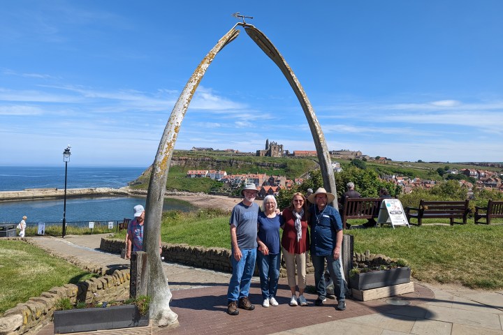 a group of people in a park